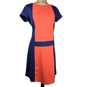 BCBGMAXAZRIA Women's Color‎ Block Sheath Dress - Cobalt Blue Coral - M